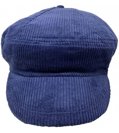 Newsboy Caps Newsboy Cap Thick Corduroy 6 Panel Cabbie - Navy - CD18LMT2TZ7 $10.88