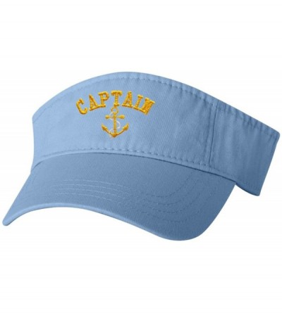 Visors Adult Captain with Anchor Embroidered Visor Dad Hat - Baby Blue - CW184IKH22G $51.94