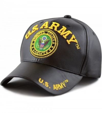 Baseball Caps 1100 Official Licensed 3D Embroidered Army Marine Navy Soft Faux Leather Cap - U.s.army-black - CE12N001JAB $16.76