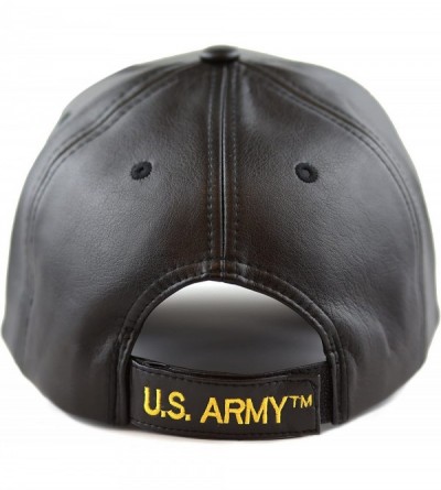 Baseball Caps 1100 Official Licensed 3D Embroidered Army Marine Navy Soft Faux Leather Cap - U.s.army-black - CE12N001JAB $16.76