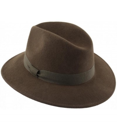 Fedoras Traveller Cavalier Wool Felt Fedora Hat - Olive - CG187INUWZT $42.69