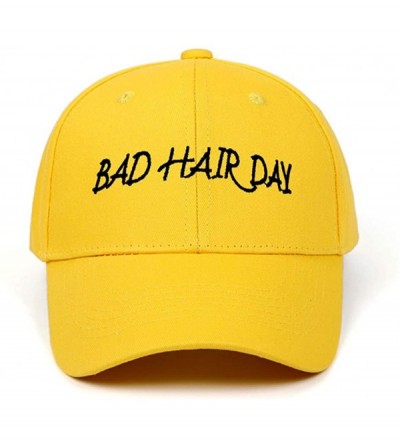 Baseball Caps Bad Hair Day Letter Embroidered Curved Adjustable Baseball Cap- Love Hat-Cotton Cap - Yellow - CV199LO7LX4 $21.59