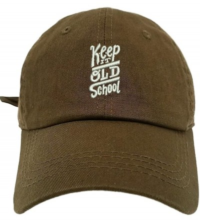 Baseball Caps Keep It Old School Logo Style Dad Hat Washed Cotton Polo Baseball Cap - Olive - CK187Y99ND0 $21.87