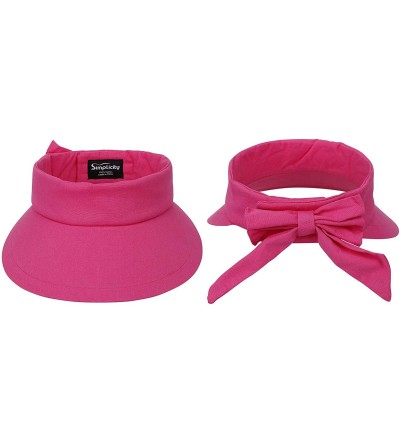 Visors Women's SPF 50+ UV Protection Wide Brim Beach Sun Visor Hat - Fushsia - CB12J70RYK9 $12.65