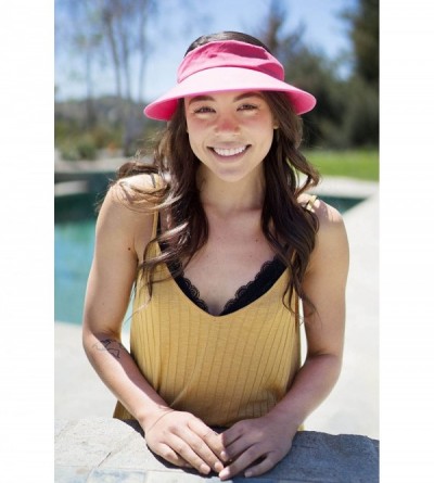 Visors Women's SPF 50+ UV Protection Wide Brim Beach Sun Visor Hat - Fushsia - CB12J70RYK9 $12.65