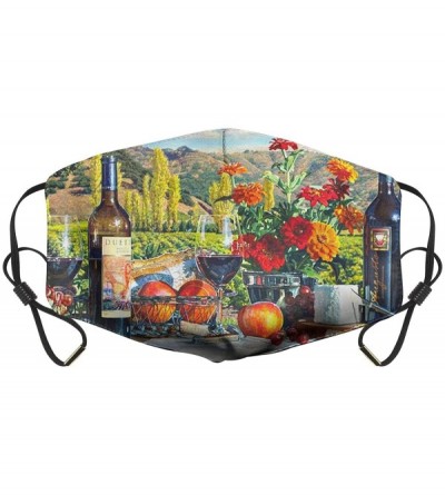 Balaclavas Painting Printed Adjustable Earloop Face Mask - Wine Themed Flower - C8197XL2LKS $13.93