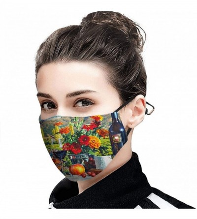 Balaclavas Painting Printed Adjustable Earloop Face Mask - Wine Themed Flower - C8197XL2LKS $13.93