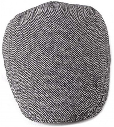 Newsboy Caps Men Cotton Flat-Cap Irish Newsboy-Hat Cabbie Gatsby Beret - Black+white - CF18NS825HR $12.74