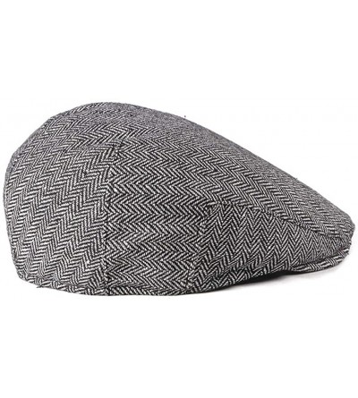 Newsboy Caps Men Cotton Flat-Cap Irish Newsboy-Hat Cabbie Gatsby Beret - Black+white - CF18NS825HR $12.74