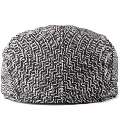 Newsboy Caps Men Cotton Flat-Cap Irish Newsboy-Hat Cabbie Gatsby Beret - Black+white - CF18NS825HR $12.74