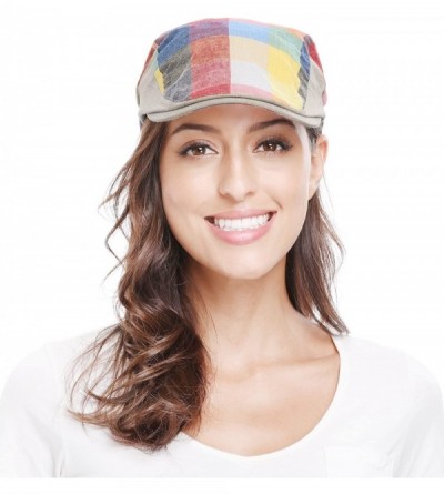 Newsboy Caps Women Men's Cotton Flat Cap Hat Newsboy Hunting Hat Cabbie Gatsby Cap - Rainbow Yellow - CF11XN0FF15 $8.76