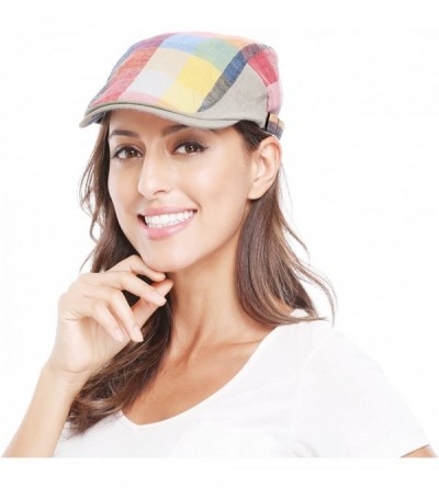 Newsboy Caps Women Men's Cotton Flat Cap Hat Newsboy Hunting Hat Cabbie Gatsby Cap - Rainbow Yellow - CF11XN0FF15 $8.76