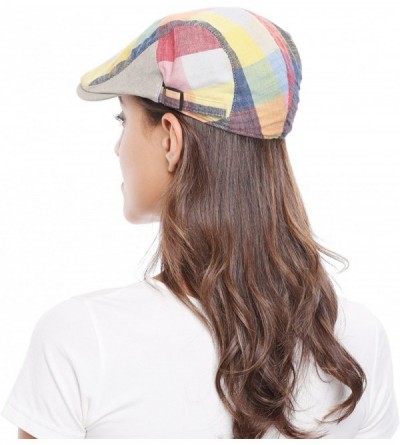 Newsboy Caps Women Men's Cotton Flat Cap Hat Newsboy Hunting Hat Cabbie Gatsby Cap - Rainbow Yellow - CF11XN0FF15 $8.76