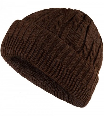 Skullies & Beanies Unisex Trendy Beanie Warm Oversized Chunky Cable Knit Slouchy Woolen Hat - Coffee - C012MABTQNL $10.08
