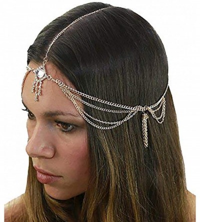 Headbands Women's Bohemian Fashion Head Chain Jewelry - Rhinestone Lozenge Charm 3 Draping Strand- Gold-Tone - CI119QXPM3J $1...