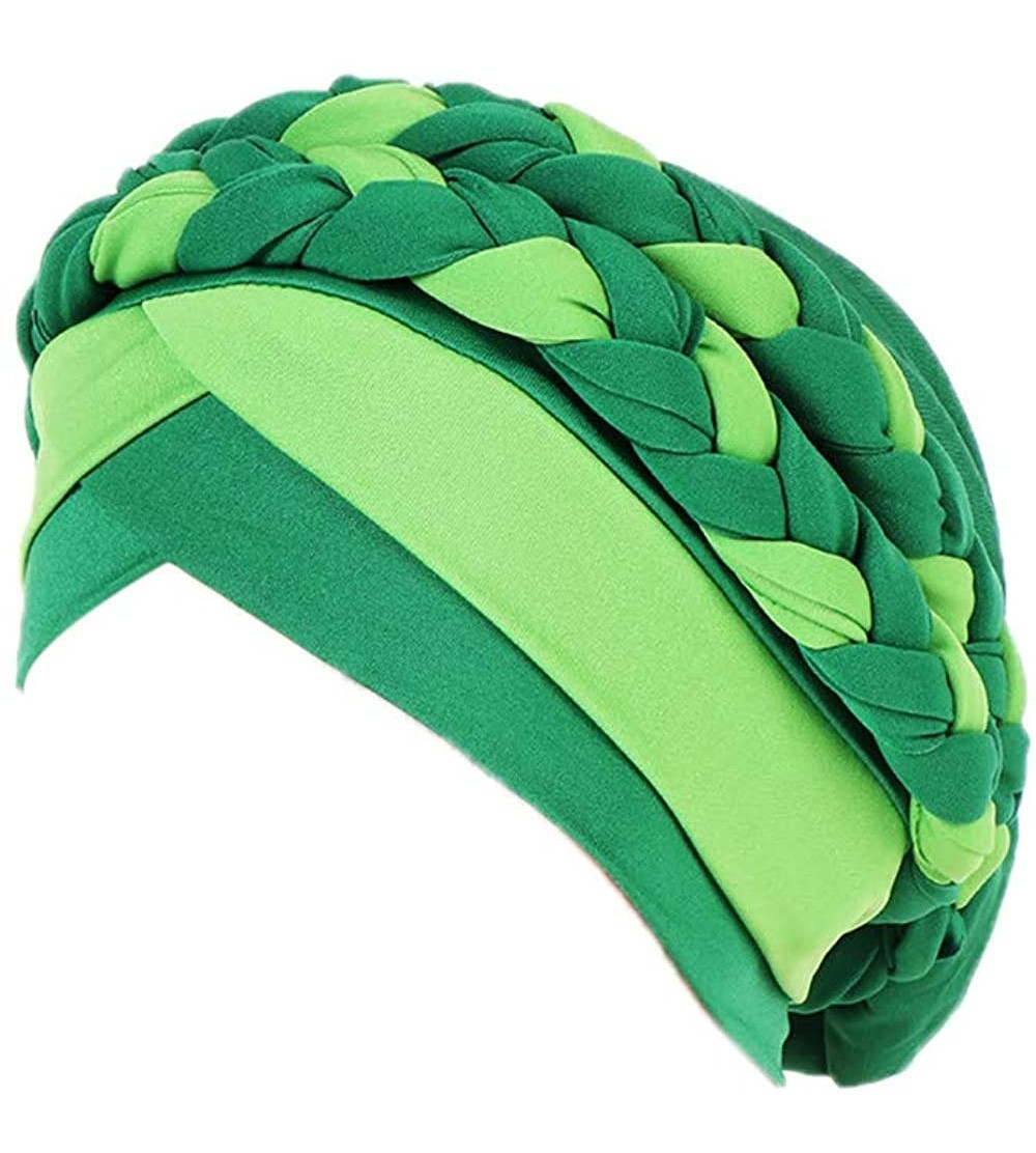 Skullies & Beanies Wearing India Hat Muslim Ruffle Wrap Cancer Chemo Amazing Soft Good Price - Green - CD18L9EOE4K $7.82