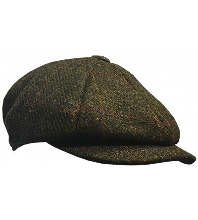 Newsboy Caps Carloway 100% Wool Harris Tweed Cap - Dark Green - CR18I3NCQLM $43.55