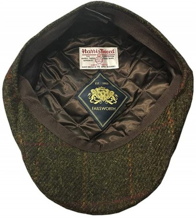 Newsboy Caps Carloway 100% Wool Harris Tweed Cap - Dark Green - CR18I3NCQLM $43.55