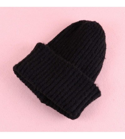 Skullies & Beanies 2018 Winter Women Crochet Hat Wool Knit Beanie Warm Caps - Y-black - CU18LSCOAWG $13.08
