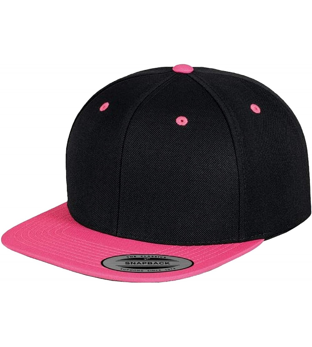 Baseball Caps Mens The Classic Premium Snapback 2-Tone Cap - Black/ Neon Pink - C411JDBYL9Z $14.99