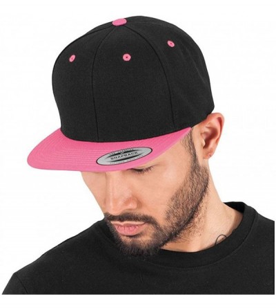 Baseball Caps Mens The Classic Premium Snapback 2-Tone Cap - Black/ Neon Pink - C411JDBYL9Z $14.99