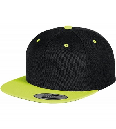 Baseball Caps Mens The Classic Premium Snapback 2-Tone Cap - Black/ Neon Pink - C411JDBYL9Z $14.99