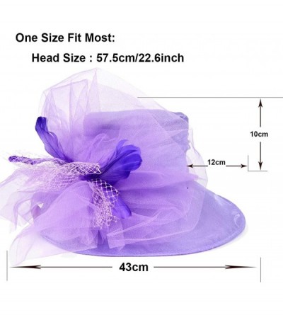 Sun Hats Ladies Kentucky Derby Church Hat Wide Brim Leaf Flower Bridal Dress Hat s037 - Sheer-white1 - CG18RO6O9A6 $24.79