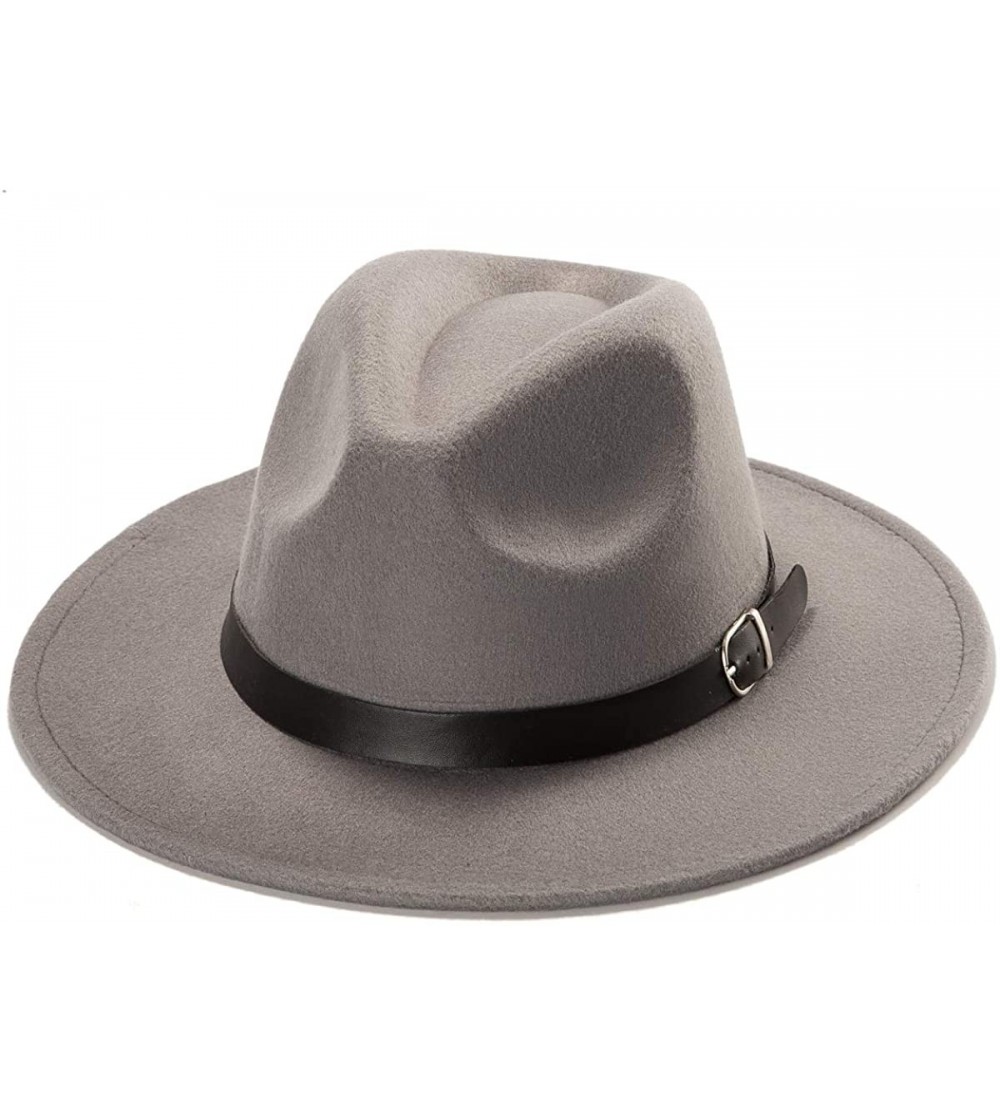 Fedoras Belt Fedora Hats for Women - Men Straw or Felt Hat Wide Brim Hat Women Sun Hat - C9192ZIRACQ $28.47