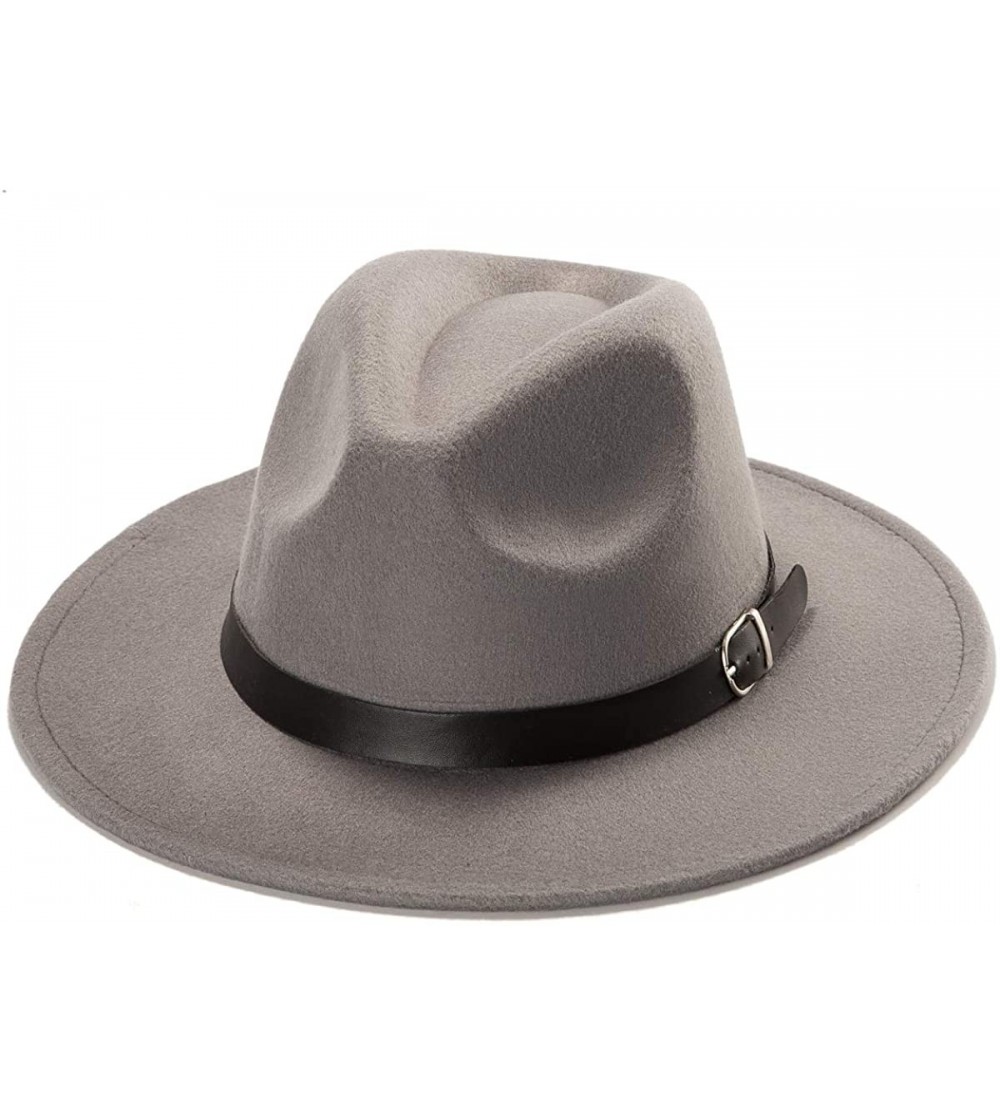 Fedoras Belt Fedora Hats for Women - Men Straw or Felt Hat Wide Brim Hat Women Sun Hat - C9192ZIRACQ $13.31