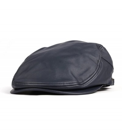 Newsboy Caps Faux Leather Newsboy Hat Flat Cap SL3018 - Blue - CV11QE8SJEX $27.54