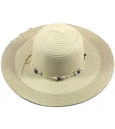 Visors Wide Brim Large Bow Floppy Summer Straw Sun Hat - 7139 Tan - CR17YCQY0G9 $26.87