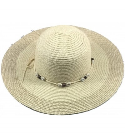 Visors Wide Brim Large Bow Floppy Summer Straw Sun Hat - 7139 Tan - CR17YCQY0G9 $11.10