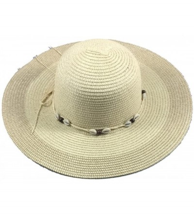 Visors Wide Brim Large Bow Floppy Summer Straw Sun Hat - 7139 Tan - CR17YCQY0G9 $11.10