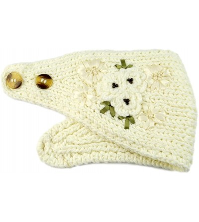 Headbands Women's Crochet Knitted Winter Headband with 3D Faux Pearl Flowers 1 - White - CD1878RC5Z0 $12.87