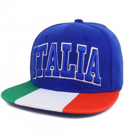 Baseball Caps Country Name 3D Embroidery Flag Print Flatbill Snapback Cap - Italia Royal - C118W68U0IC $39.50