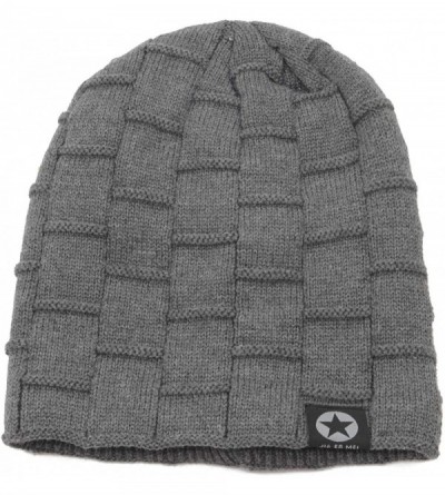 Skullies & Beanies Fleece Slouchy Beanie Hat Men Winter Knit Lined Caps Women Warm Thick Skullies - 1 Pack Grey - CS18I04NWT3...