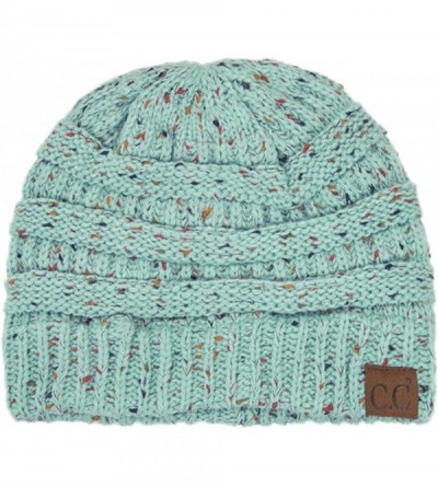 Skullies & Beanies Unisex Confetti Ribbed Cable Knit Thick Soft Warm Winter Beanie Hat - Mint - CL18QG6GDGL $15.38