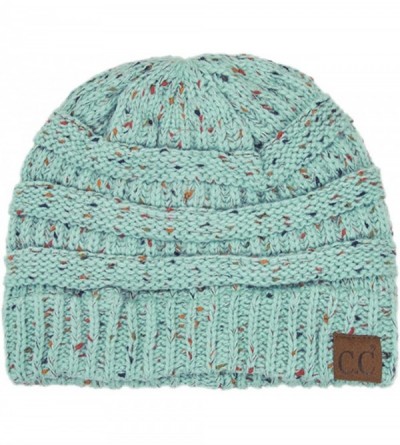 Skullies & Beanies Unisex Confetti Ribbed Cable Knit Thick Soft Warm Winter Beanie Hat - Mint - CL18QG6GDGL $15.38