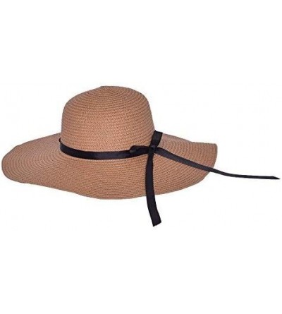 Sun Hats Sun Straw Hats for Women Floppy Foldable Wide Brim Summer Beach Hat UV Protection - A Khaki - CM18G4Y2U4L $16.19