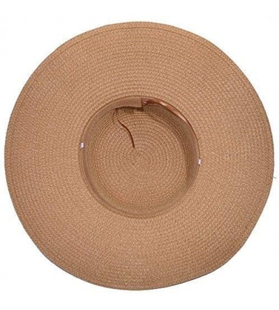 Sun Hats Sun Straw Hats for Women Floppy Foldable Wide Brim Summer Beach Hat UV Protection - A Khaki - CM18G4Y2U4L $16.19