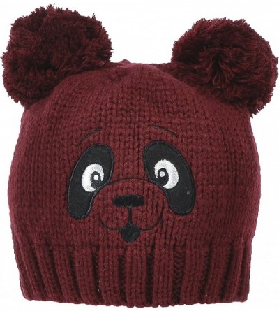 Skullies & Beanies Women Panda Knitted Hat Animal Beanie White NO Lined Winter - 02 Burgundy - CS187EAZ970 $12.97