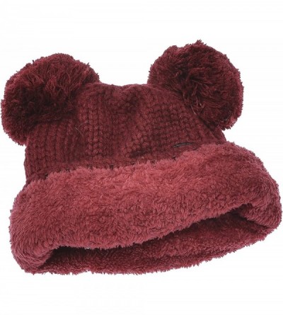 Skullies & Beanies Women Panda Knitted Hat Animal Beanie White NO Lined Winter - 02 Burgundy - CS187EAZ970 $12.97