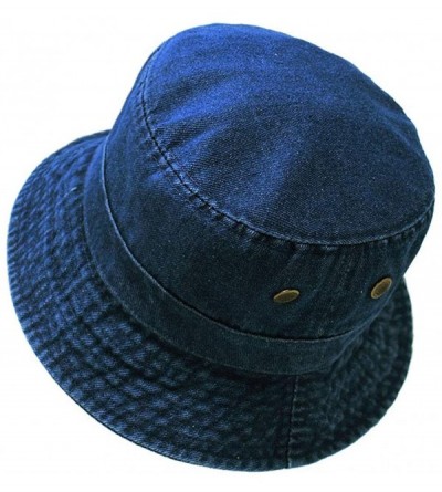 Bucket Hats Cotton Bucket Hats Unisex Wide Brim Outdoor Summer Cap Hiking Beach Sports - Dark Denim - CD18NUROECS $13.09