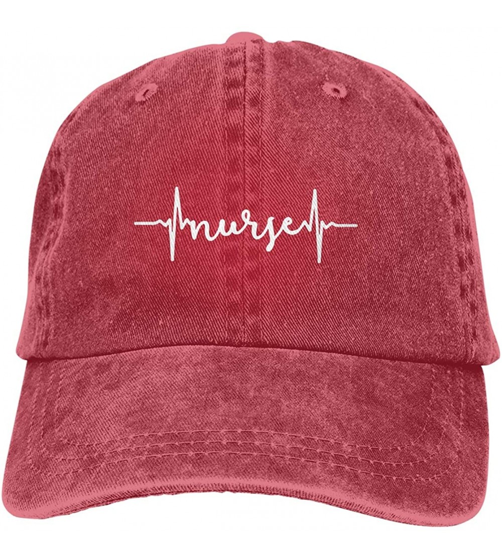 Baseball Caps 2 Pack Vintage Baseball Cap- Unisex Nurse Heartbeat Adjustable Baseball Hats Dad Hat - Red - CK18QLERKD6 $19.48