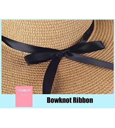 Sun Hats Sun Straw Hats for Women Floppy Foldable Wide Brim Summer Beach Hat UV Protection - A Khaki - CM18G4Y2U4L $16.19