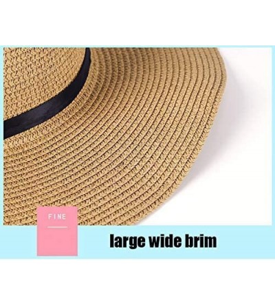 Sun Hats Sun Straw Hats for Women Floppy Foldable Wide Brim Summer Beach Hat UV Protection - A Khaki - CM18G4Y2U4L $16.19