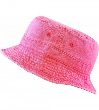 Bucket Hats 100% Cotton Canvas & Pigment Dyed Packable Summer Travel Bucket Hat - 2. Pigment - Hot Pink - CT196EOECQU $24.66