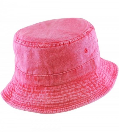 Bucket Hats 100% Cotton Canvas & Pigment Dyed Packable Summer Travel Bucket Hat - 2. Pigment - Hot Pink - CT196EOECQU $10.20