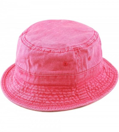 Bucket Hats 100% Cotton Canvas & Pigment Dyed Packable Summer Travel Bucket Hat - 2. Pigment - Hot Pink - CT196EOECQU $10.20