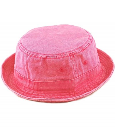 Bucket Hats 100% Cotton Canvas & Pigment Dyed Packable Summer Travel Bucket Hat - 2. Pigment - Hot Pink - CT196EOECQU $10.20